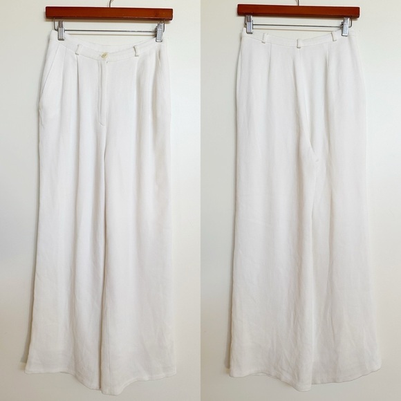 Oscar De La Renta Vintage White Ribbed Trouser Pants Size 6
